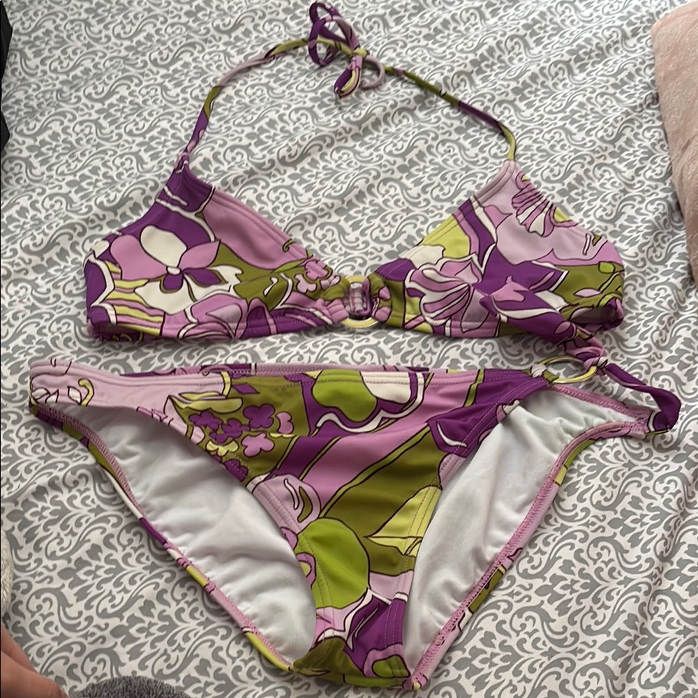 Floral billabong Swim Bikini - Purple and Green